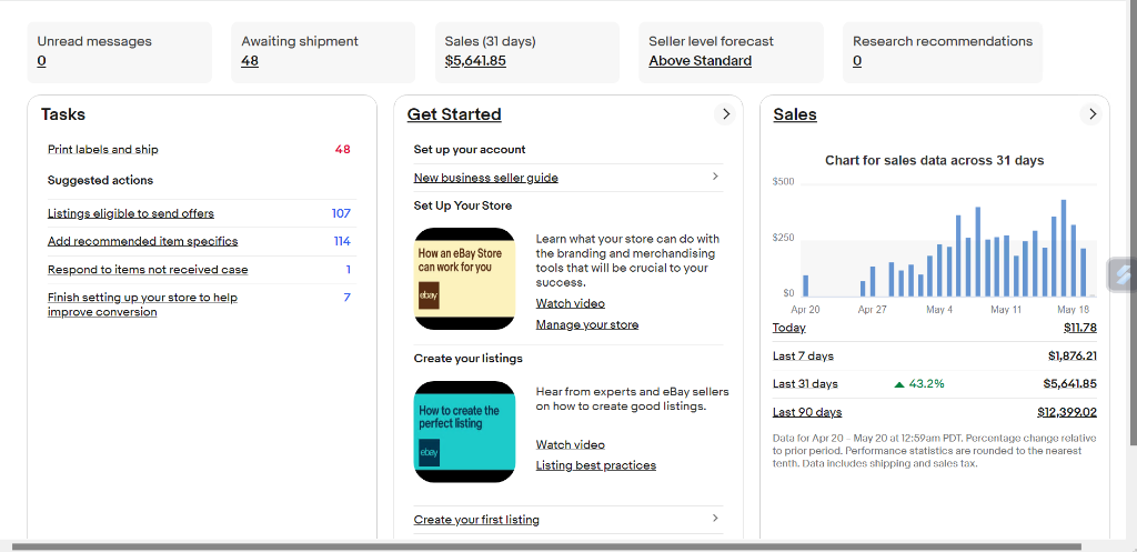 Real Student eBay Seller Hub Screenshot Achievement